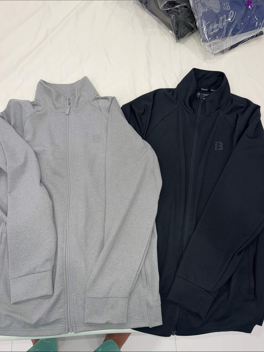 Bench Lightweight Full-Zip Jacket in Light Gray and Black set